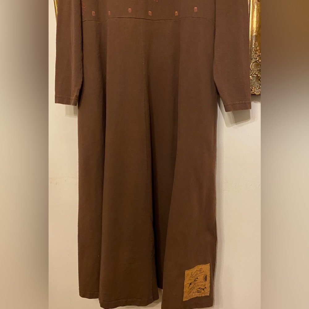 Blue Fish Long Sleeve Brown Dress with original Art of Trees from 1996 - Picture 6 of 10